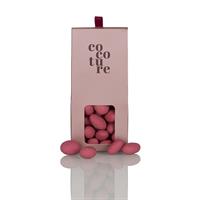 Cocture Røde Mandler m/Champagne & hvidchokolade i metallic lyserød dragébox 90 g